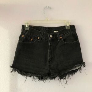 Black denim shorts